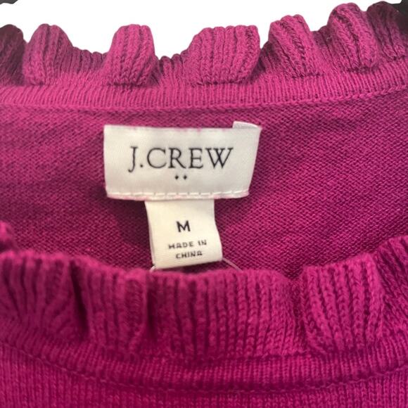 J. Crew Magenta Ruffle Button Sweater Size Medium NWOT - Picture 5 of 6